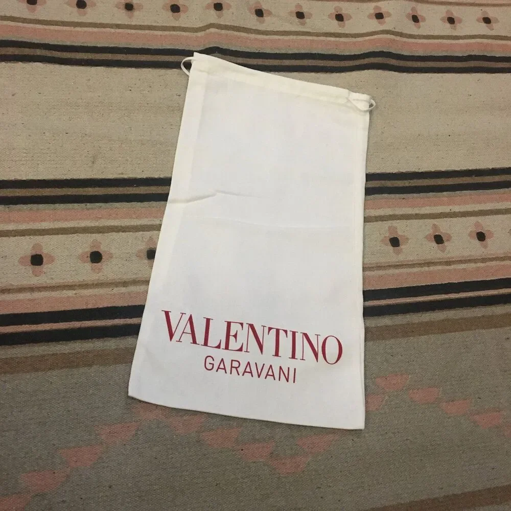Valentino Garavani white drawstring Dustbag  15” x 8” Red lettering Garment bag